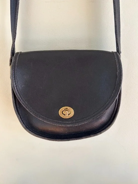 Vintage Black Leather Coach Bag - Picture 1 of 11